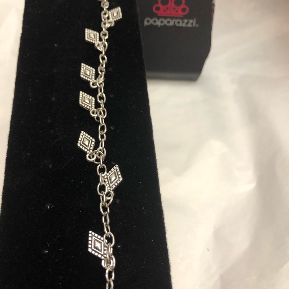 Silver diamond charm paparazzi bracelet